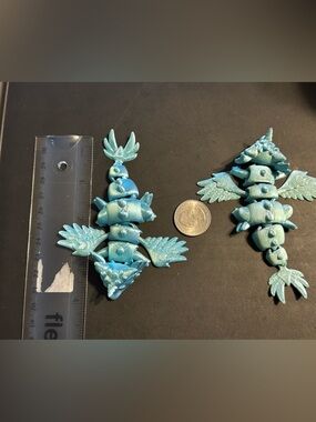 Blue 3-D printed - toy, decoration or  Accent set of 2